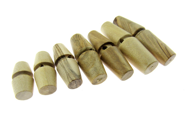 Olive Wood Toggles Made From Olive Wood Single Hole Toggle For Duffle Coats CW10 - ThreadandTrimmings