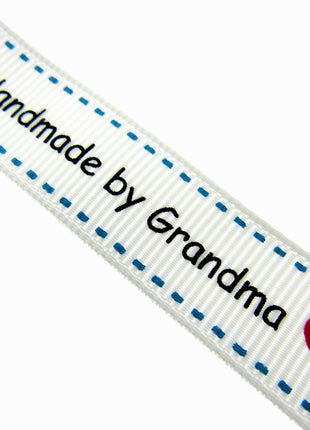 Bertie's White "Hand Made By Grandma" - 16mm Wide - Grosgrain - BTB157 - ThreadandTrimmings