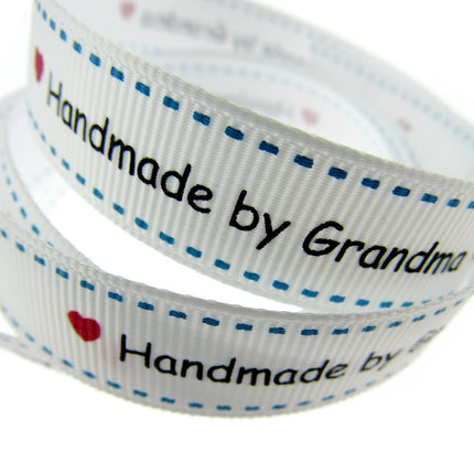 Bertie's Bows WHITE "Label" Grosgrain Ribbon - 16mm x 3m - Handmade, Knitted Etc - ThreadandTrimmings