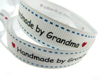 Bertie's White "Hand Made By Grandma" - 16mm Wide - Grosgrain - BTB157