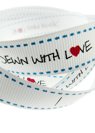 Bertie's Bows WHITE "Label" Grosgrain Ribbon - 16mm x 3m - Handmade, Knitted Etc - ThreadandTrimmings