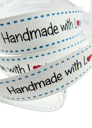 Bertie's Bows WHITE "Label" Grosgrain Ribbon - 16mm x 3m - Handmade, Knitted Etc - ThreadandTrimmings