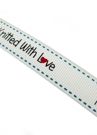 Bertie's White "Knitted With Love" - 16mm Wide - Grosgrain - SEBTB151
