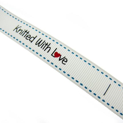 Bertie's White "Knitted With Love" - 16mm Wide - Grosgrain - SEBTB151