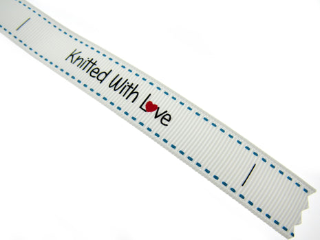 Bertie's White "Knitted With Love" - 16mm Wide - Grosgrain - SEBTB151