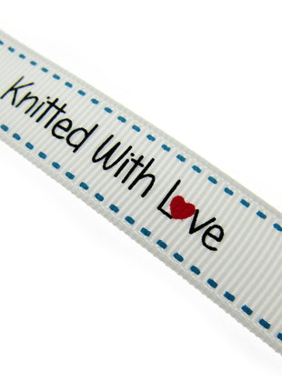 Bertie's White "Knitted With Love" - 16mm Wide - Grosgrain - SEBTB151