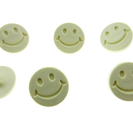 Round Happy Face Buttons 15mm Smiley Face Plastic Button with Shank - (CN32) - ThreadandTrimmings