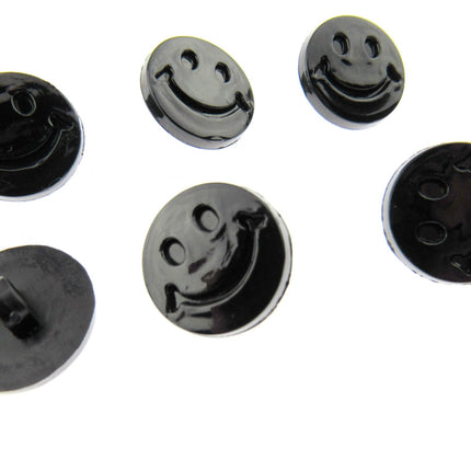 Round Happy Face Buttons 15mm Smiley Face Plastic Button with Shank - (CN32) - ThreadandTrimmings
