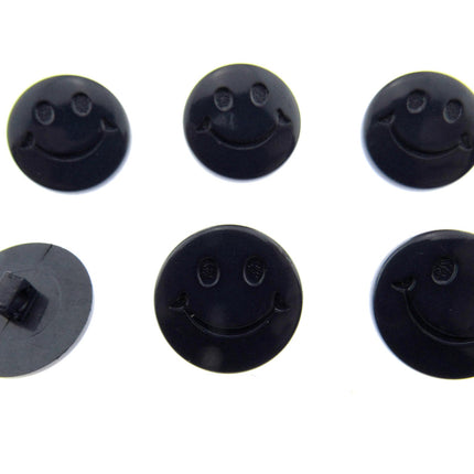 Round Happy Face Buttons 15mm Smiley Face Plastic Button with Shank - (CN32) - ThreadandTrimmings