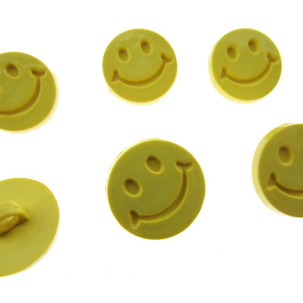Round Happy Face Buttons 15mm Smiley Face Plastic Button with Shank - (CN32) - ThreadandTrimmings