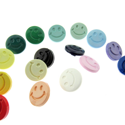 Round Happy Face Buttons 15mm Smiley Face Plastic Button with Shank - (CN32) - ThreadandTrimmings