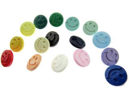 Round Happy Face Buttons 15mm Smiley Face Plastic Button with Shank - (CN32) - ThreadandTrimmings