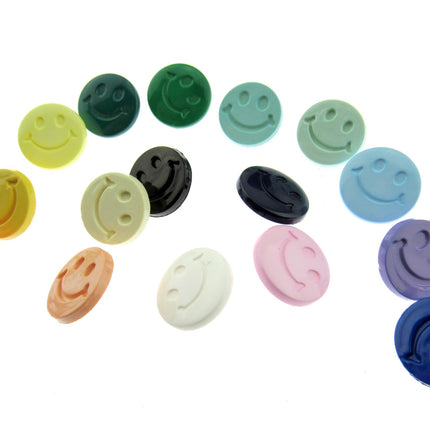 Round Happy Face Buttons 15mm Smiley Face Plastic Button with Shank - (CN32) - ThreadandTrimmings