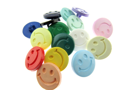 Round Happy Face Buttons 15mm Smiley Face Plastic Button with Shank - (CN32) - ThreadandTrimmings