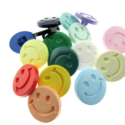 Round Happy Face Buttons 20mm Smiling Face Plastic Button with Shank - (CN32) - ThreadandTrimmings