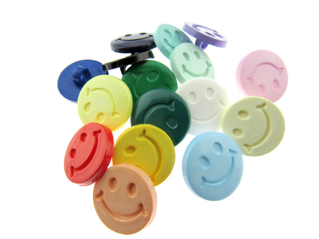 Round Happy Face Buttons 20mm Smiling Face Plastic Button with Shank - (CN32) - ThreadandTrimmings