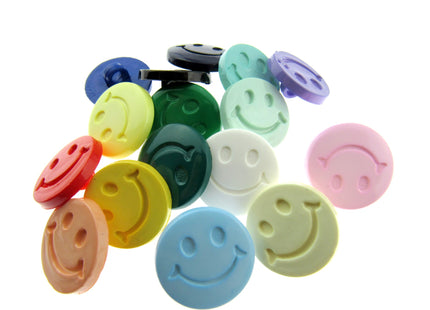 Round Happy Face Buttons 15mm Smiley Face Plastic Button with Shank - (CN32) - ThreadandTrimmings