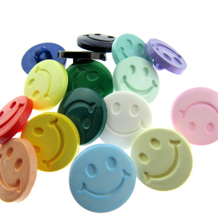 Round Happy Face Buttons 20mm Smiling Face Plastic Button with Shank - (CN32) - ThreadandTrimmings