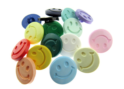 Round Happy Face Buttons 15mm Smiley Face Plastic Button with Shank - (CN32) - ThreadandTrimmings