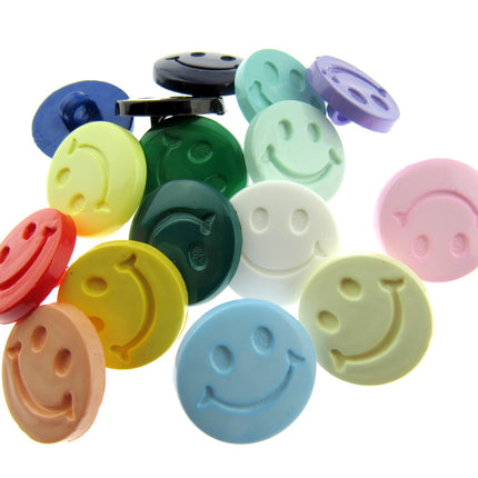 Round Happy Face Buttons 15mm Smiley Face Plastic Button with Shank - (CN32) - ThreadandTrimmings