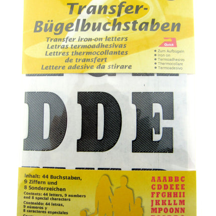 Iron On Letters Numbers & Special Characters in Black or White 44 pcs K790