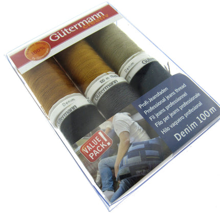 Gutermann Sewing Denim Thread Collection Professional Jeans Thread 6x100m Reels - ThreadandTrimmings