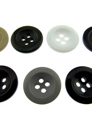 Round Trouser Buttons with Four Holes 18mm (11/16") 7 Colours Available P102 - ThreadandTrimmings