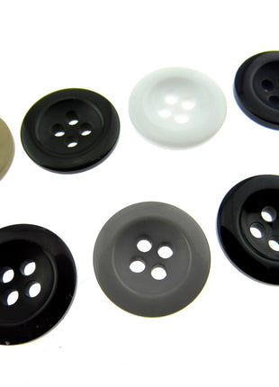 Round Trouser Buttons with Four Holes 18mm (11/16") 7 Colours Available P102 - ThreadandTrimmings