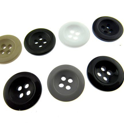 Round Trouser Buttons with Four Holes 18mm (11/16") 7 Colours Available P102 - ThreadandTrimmings