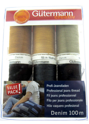 Gutermann Sewing Denim Thread Collection Professional Jeans Thread 6x100m Reels - ThreadandTrimmings