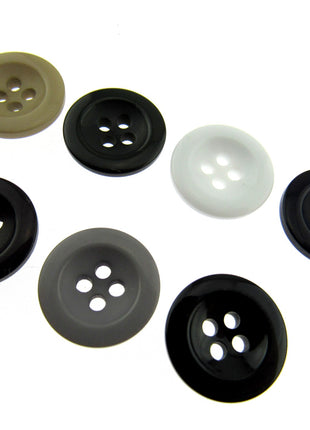 Round Trouser Buttons with Four Holes 18mm (11/16") 7 Colours Available P102 - ThreadandTrimmings