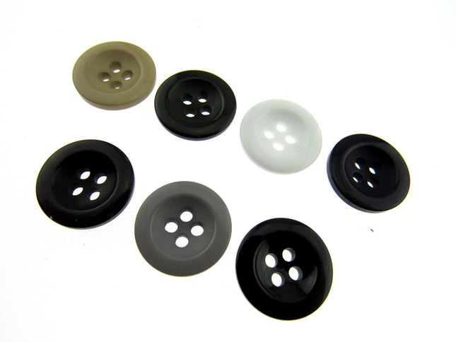 Round Trouser Buttons with Four Holes 18mm (11/16") 7 Colours Available P102 - ThreadandTrimmings