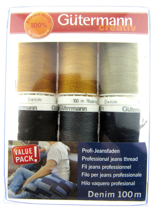 Gutermann Sewing Denim Thread Collection Professional Jeans Thread 6x100m Reels - ThreadandTrimmings