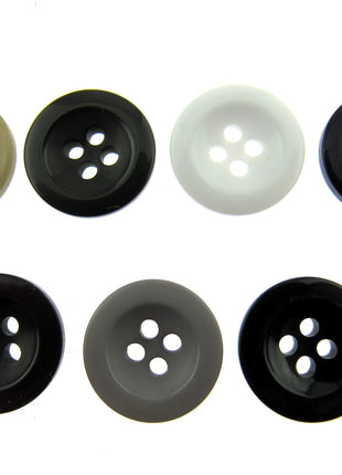 Round Trouser Buttons with Four Holes 18mm (11/16") 7 Colours Available P102 - ThreadandTrimmings