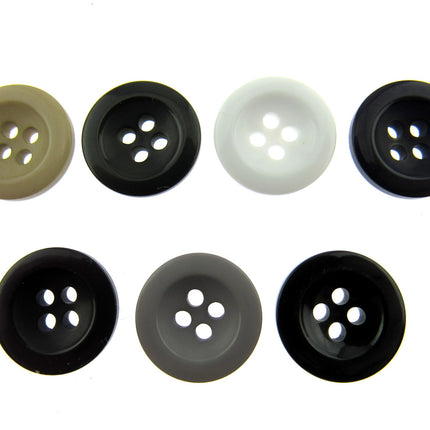 Round Trouser Buttons with Four Holes 18mm (11/16") 7 Colours Available P102 - ThreadandTrimmings
