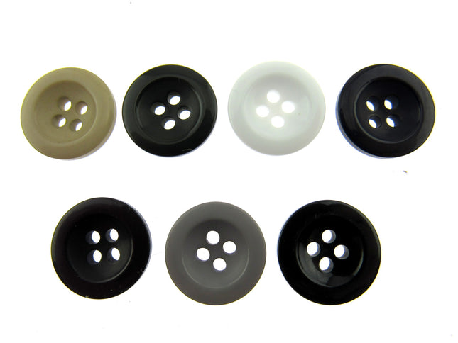 Round Trouser Buttons with Four Holes 18mm (11/16") 7 Colours Available P102 - ThreadandTrimmings