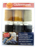 Gutermann Sewing Denim Thread Collection - 6 x 100m Reels