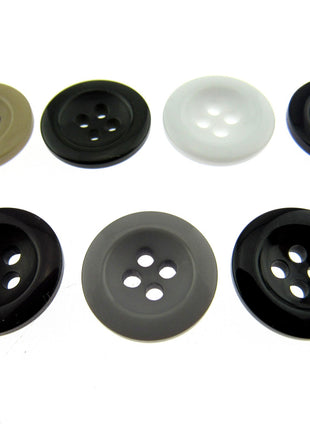 Round Trouser Buttons with Four Holes 18mm (11/16") 7 Colours Available P102 - ThreadandTrimmings