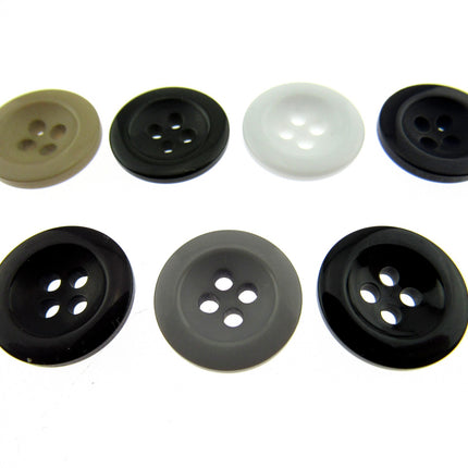 Round Trouser Buttons with Four Holes 18mm (11/16") 7 Colours Available P102 - ThreadandTrimmings