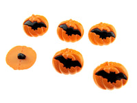 Halloween Pumpkin Buttons - Orange With Black Flying Bat Size 20mm 585434