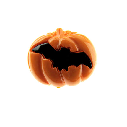 Halloween Pumpkin & Flying Bat Buttons - Size 20mm with Shank 585434 - ThreadandTrimmings