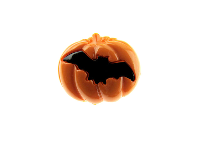 Halloween Pumpkin & Flying Bat Buttons - Size 20mm with Shank 585434 - ThreadandTrimmings