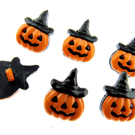 Halloween Pumpkin Buttons & Happy Smiley Face with Witches Hat 20mm Shank 612034 - ThreadandTrimmings