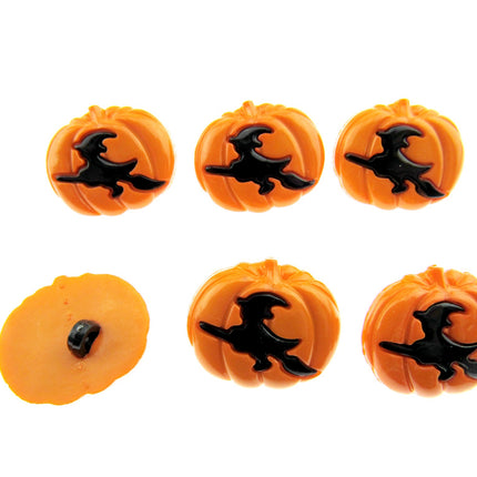 Halloween Pumpkin & Flying Witch Buttons - 25mm with Shank 585634