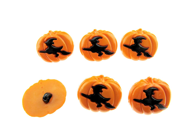 Halloween Pumpkin & Flying Witch Buttons - 25mm with Shank 585634