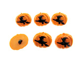 20mm Halloween Button with Flying Witch on a Pumpkin - 585634