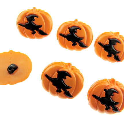 Halloween Pumpkin & Flying Witch Buttons - 25mm with Shank 585634