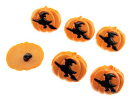 20mm Halloween Button with Flying Witch on a Pumpkin - 585634