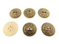 Round Antique Gold Oriental Plastic Button - 2 Hole Sew Thru - 15mm/25mm - CX5