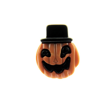 Halloween Pumpkin & Smiley Face Button with Top Hat - 18mm with Shank 303828